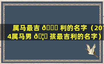 属马最吉 🐅 利的名字（2014属马男 🦄 孩最吉利的名字）